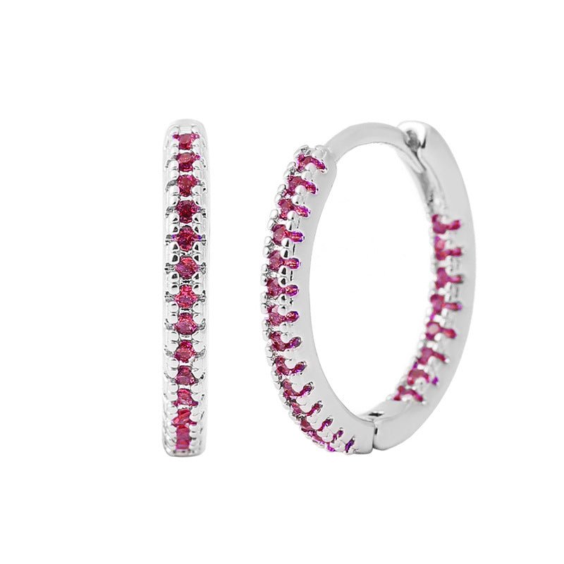 Circle Female Earrings Ear Clip Multicolor Zircon Elegant - Nova Exporters