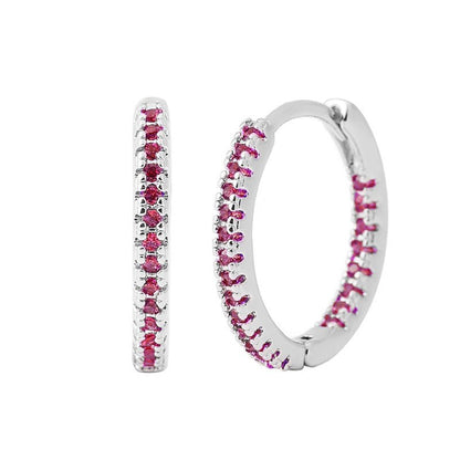 Circle Female Earrings Ear Clip Multicolor Zircon Elegant - Nova Exporters