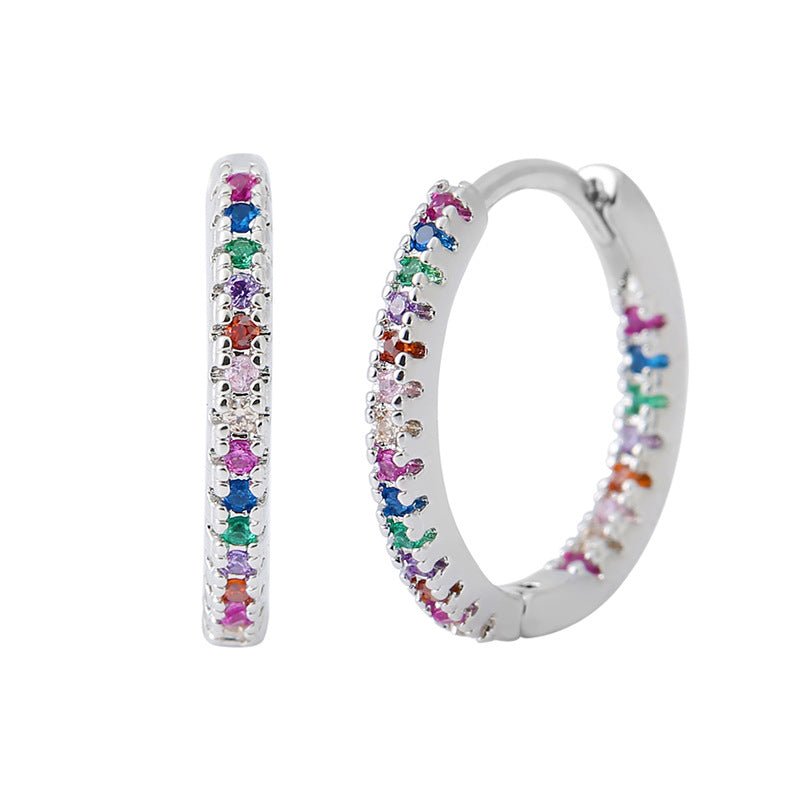 Circle Female Earrings Ear Clip Multicolor Zircon Elegant - Nova Exporters