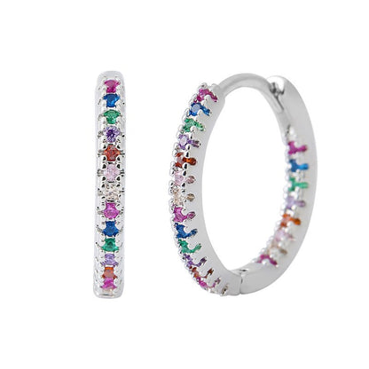 Circle Female Earrings Ear Clip Multicolor Zircon Elegant - Nova Exporters