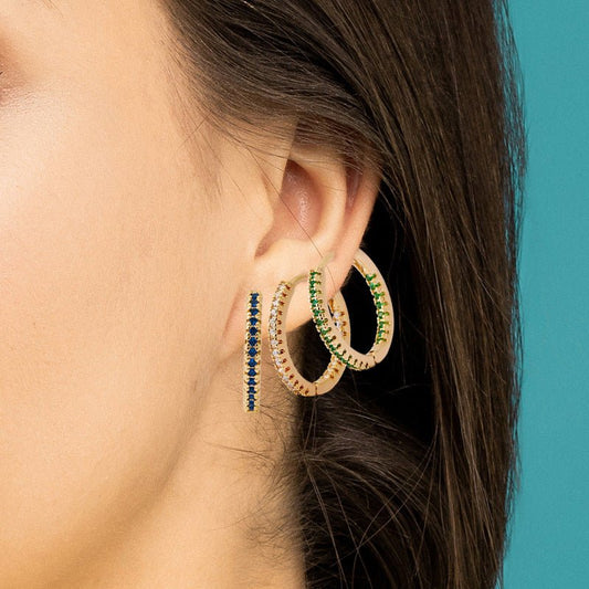 Circle Female Earrings Ear Clip Multicolor Zircon Elegant - Nova Exporters