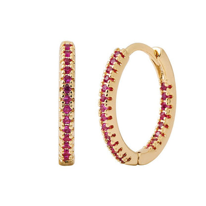 Circle Female Earrings Ear Clip Multicolor Zircon Elegant - Nova Exporters