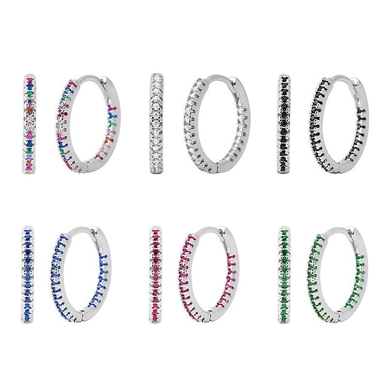 Circle Female Earrings Ear Clip Multicolor Zircon Elegant - Nova Exporters