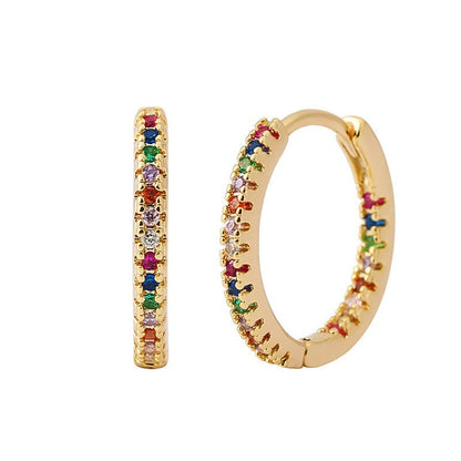 Circle Female Earrings Ear Clip Multicolor Zircon Elegant - Nova Exporters