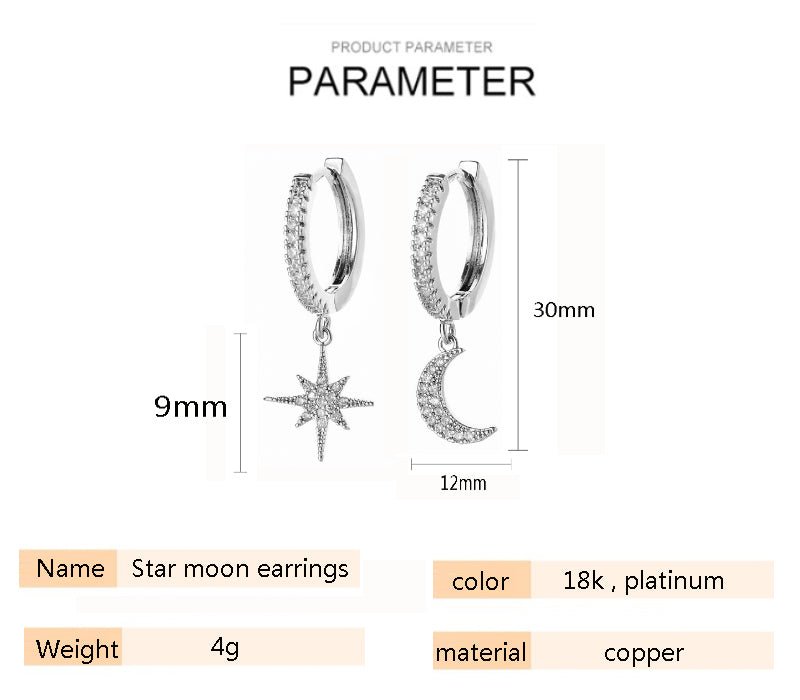 Fashion Star Moon Earrings - Nova Exporters
