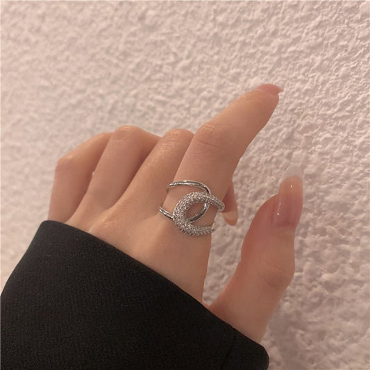 High Sense Of Light Luxury Ring Micro - studded Flash Diamond Ins Tide - Nova Exporters