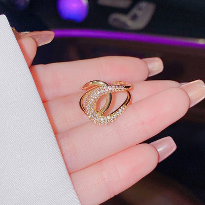 High Sense Of Light Luxury Ring Micro - studded Flash Diamond Ins Tide - Nova Exporters