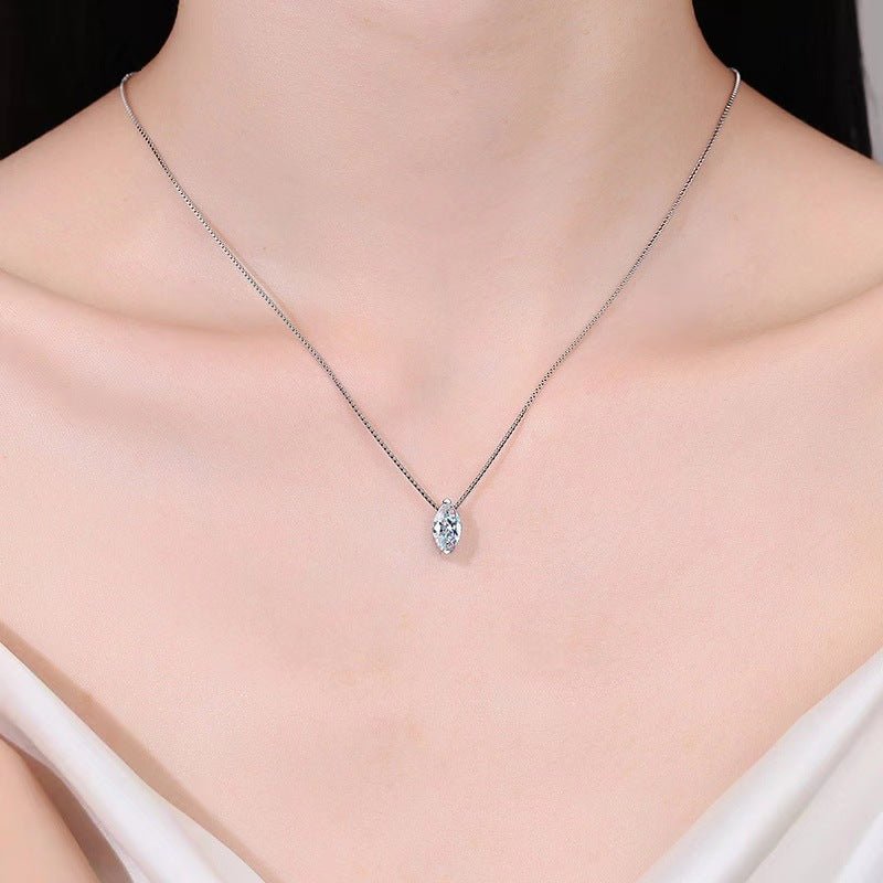 S925 Sterling Silver Horse Eye Classic Solitaire Necklace Simple All - match - Nova Exporters