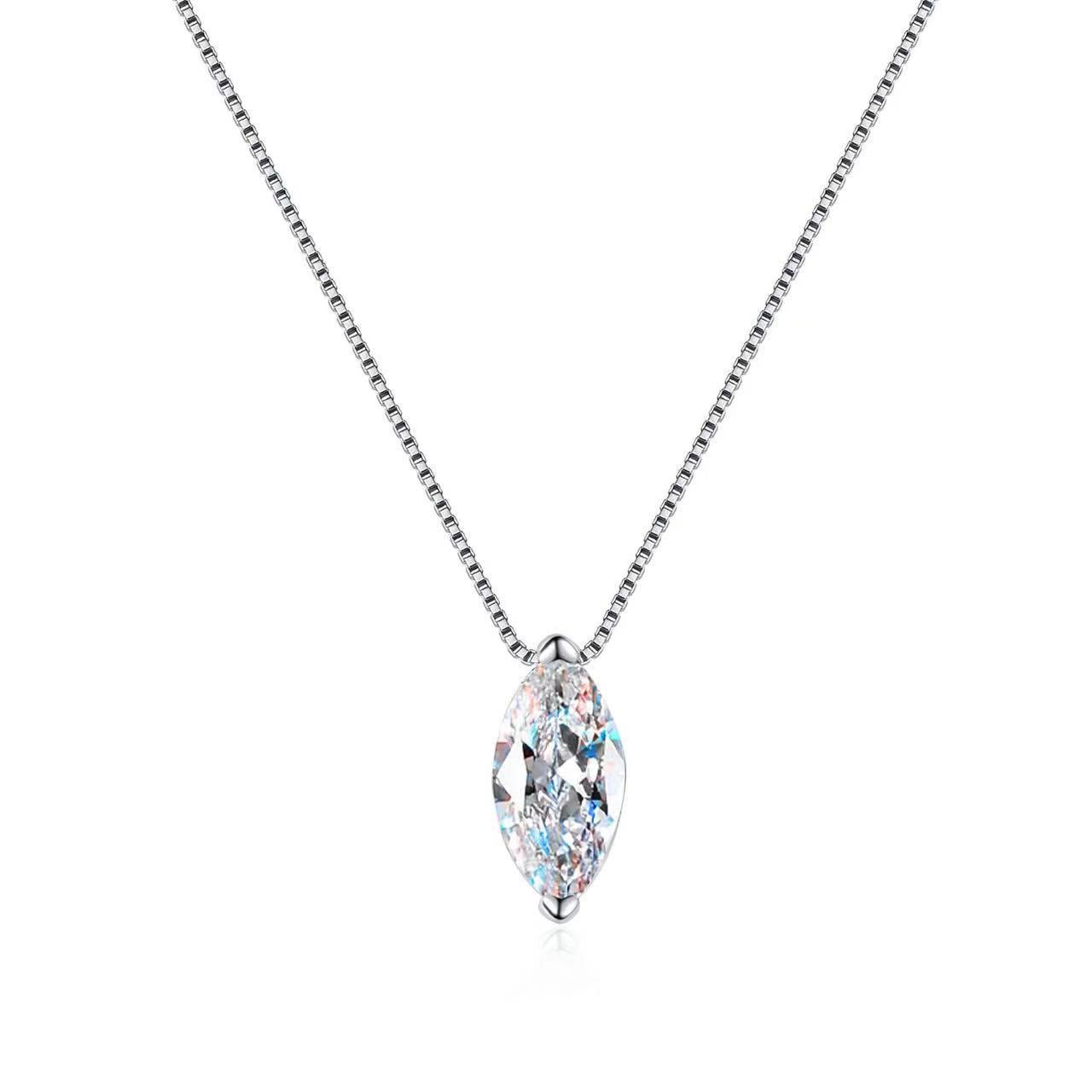S925 Sterling Silver Horse Eye Classic Solitaire Necklace Simple All - match - Nova Exporters