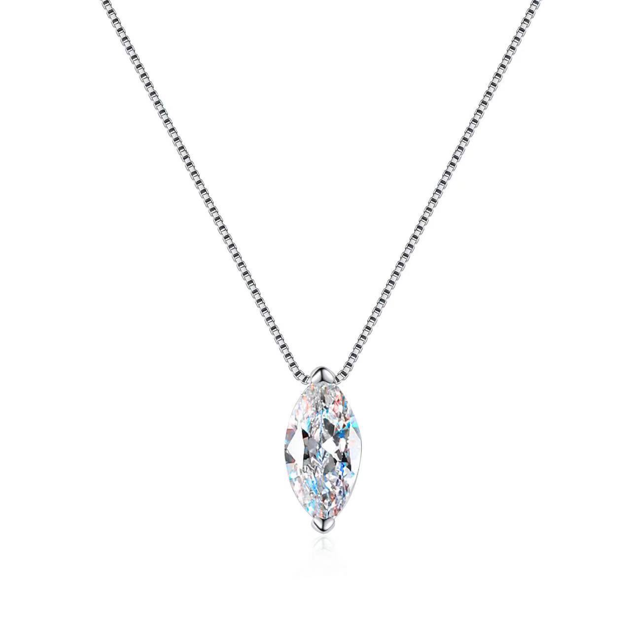 S925 Sterling Silver Horse Eye Classic Solitaire Necklace Simple All - match - Nova Exporters